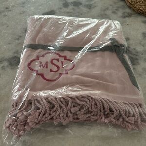 Restoration hardware pink bamboo cotton blanket monogrammed
